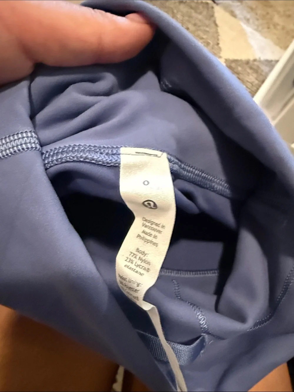 Light blue Lululemon soft but stretchy/ wunder under material. 28 inch inseam